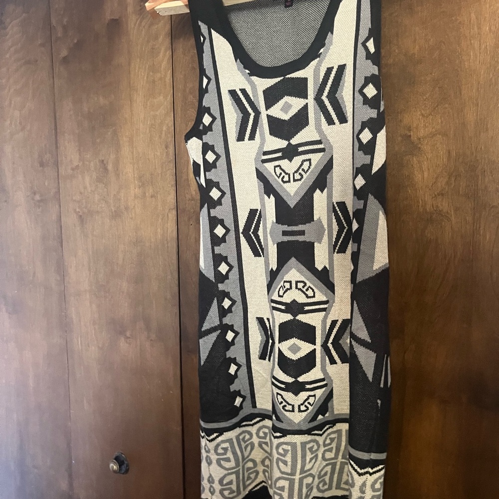 Geometric Black and Gray Mini Dress